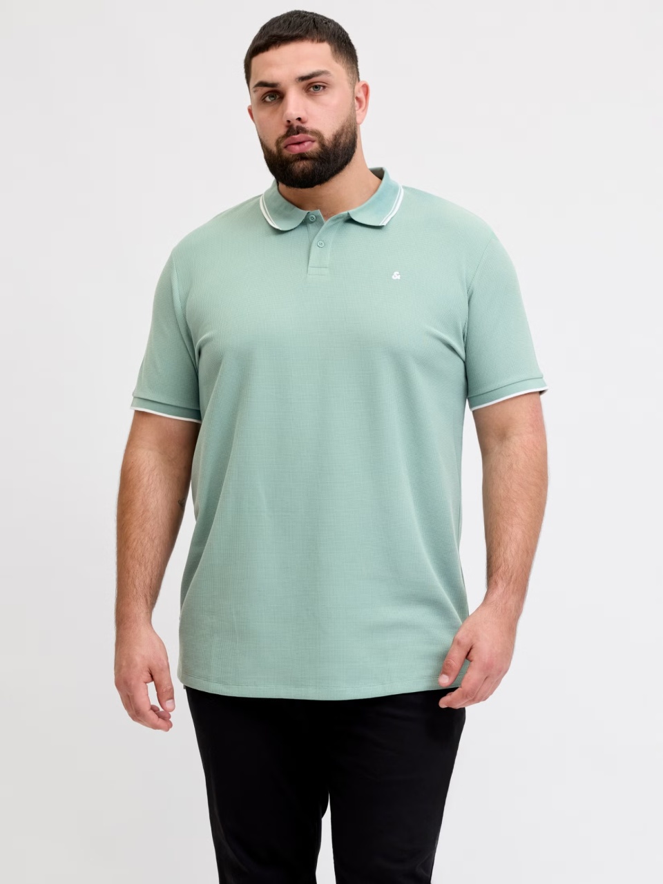Jack & Jones Plus Tricou polo barbati big sizes, cu logo, Regular fit, Verde deschis (SELECTATI MARIMEA: 4XL)