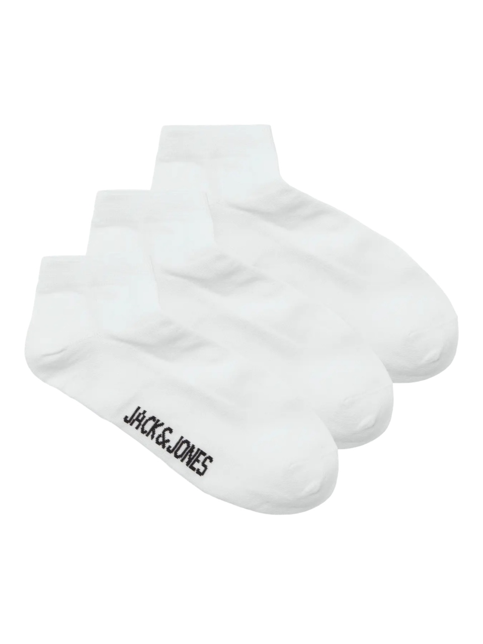 Jack & Jones Set 3 perechi de sosete scurte, barbati, din amestec de bumbac, JACLOUIS, Alb (SELECTATI MARIMEA: Universala)
