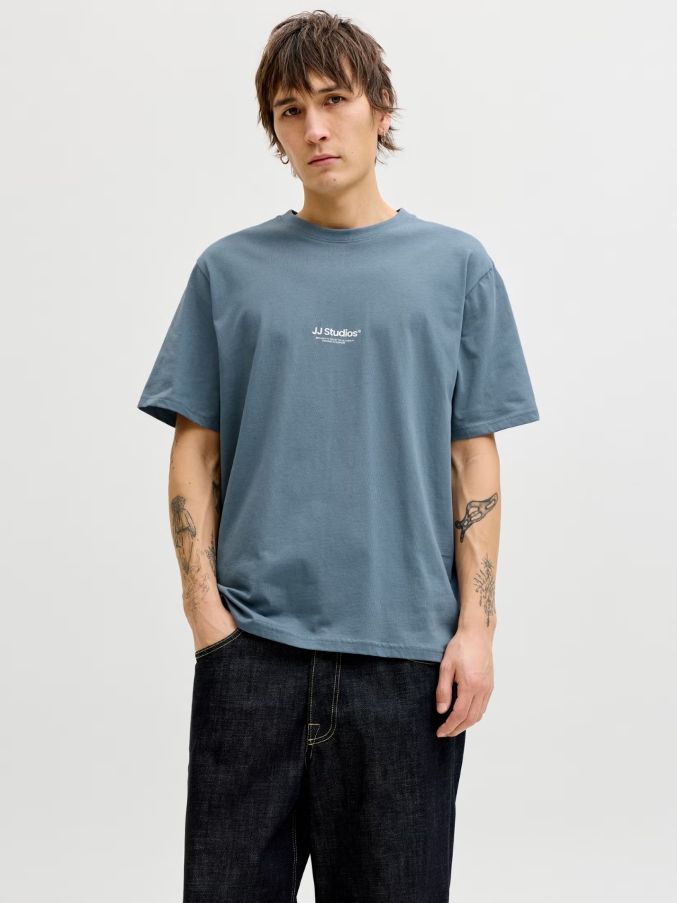 Jack & Jones Tricou barbati, JJESOHO TEE SS, la baza gatului, Relaxed Fit, Albastru inchis (SELECTATI MARIMEA: S)