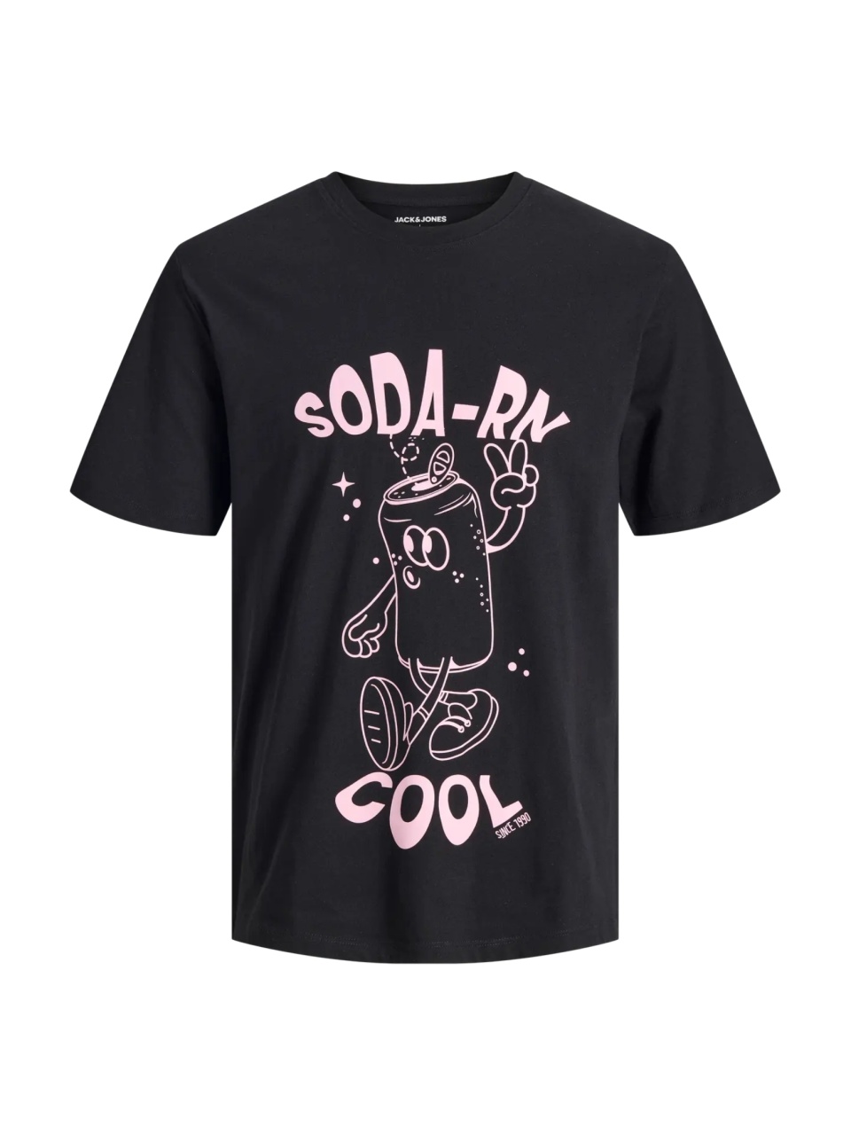 Jack & Jones Tricou barbati la baza gatului, din bumbac, Regular Fit, JJFUNNY FRUIT, Negru (SELECTATI MARIMEA: M)