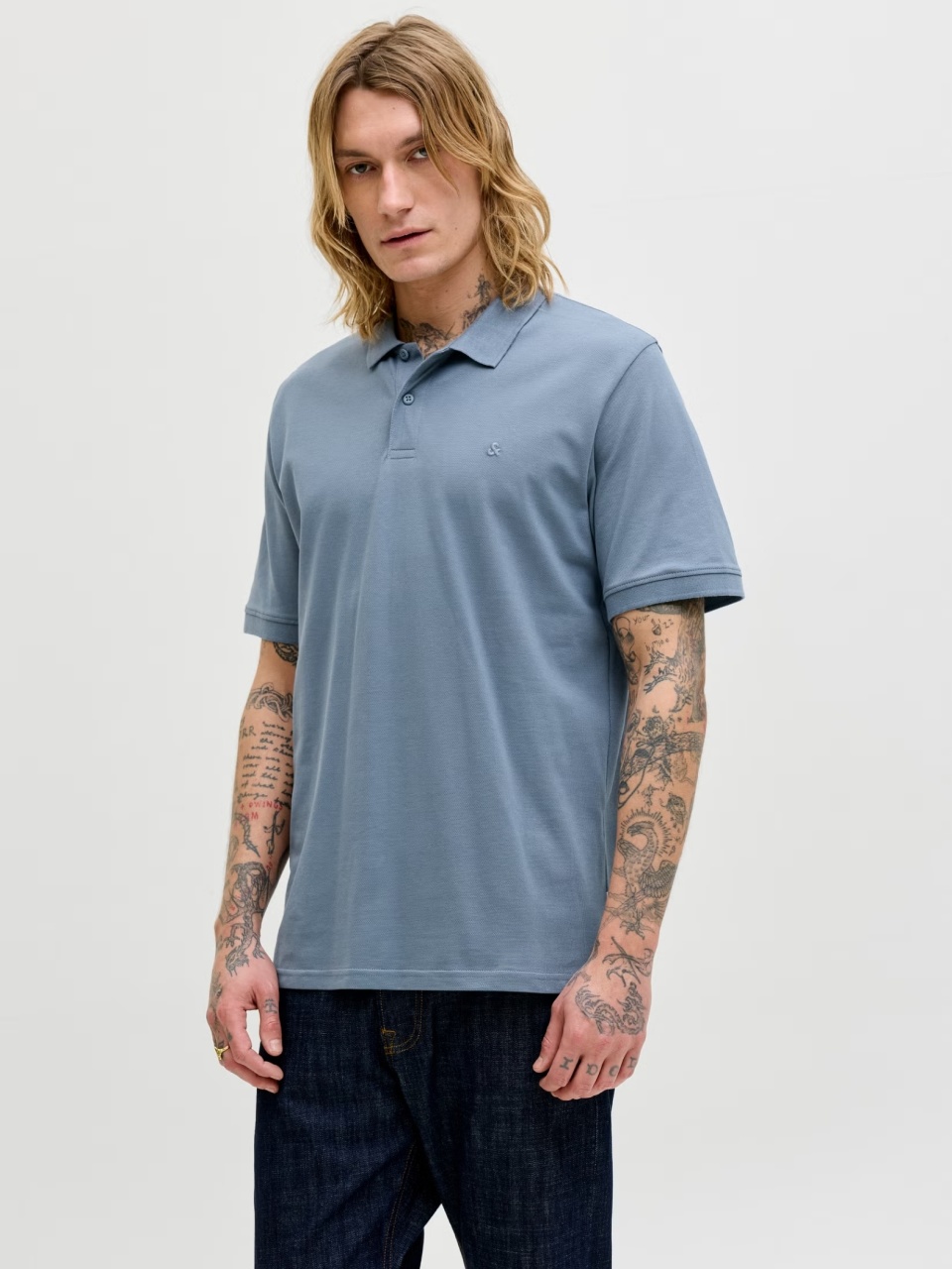 Jack & Jones Tricou polo Basic, Slim Fit, din bumbac, Albastru (SELECTATI MARIMEA: 2XL)