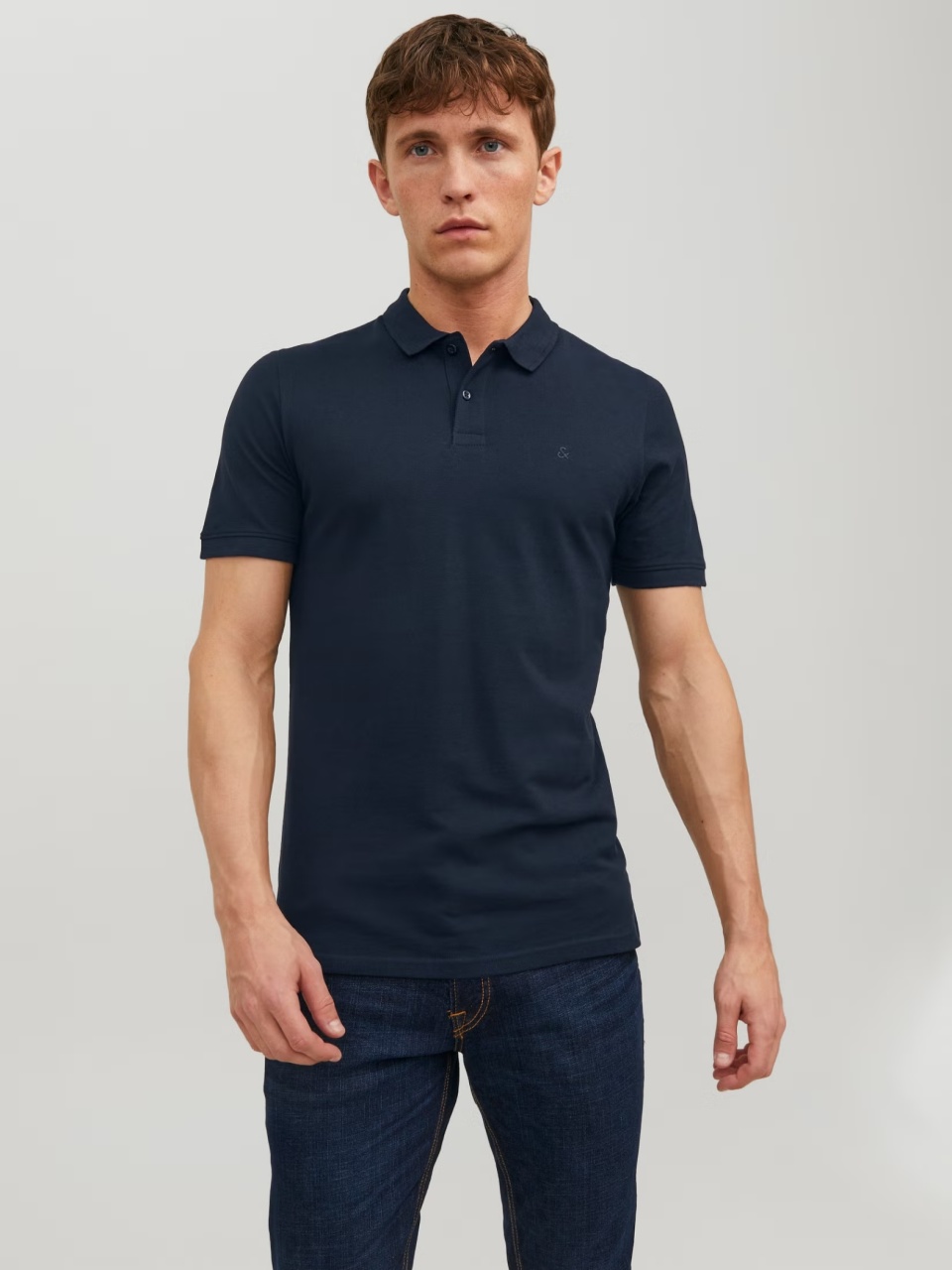 Jack & Jones Tricou polo Basic, Slim Fit, din bumbac, Bleumarin inchis (SELECTATI MARIMEA: 2XL)
