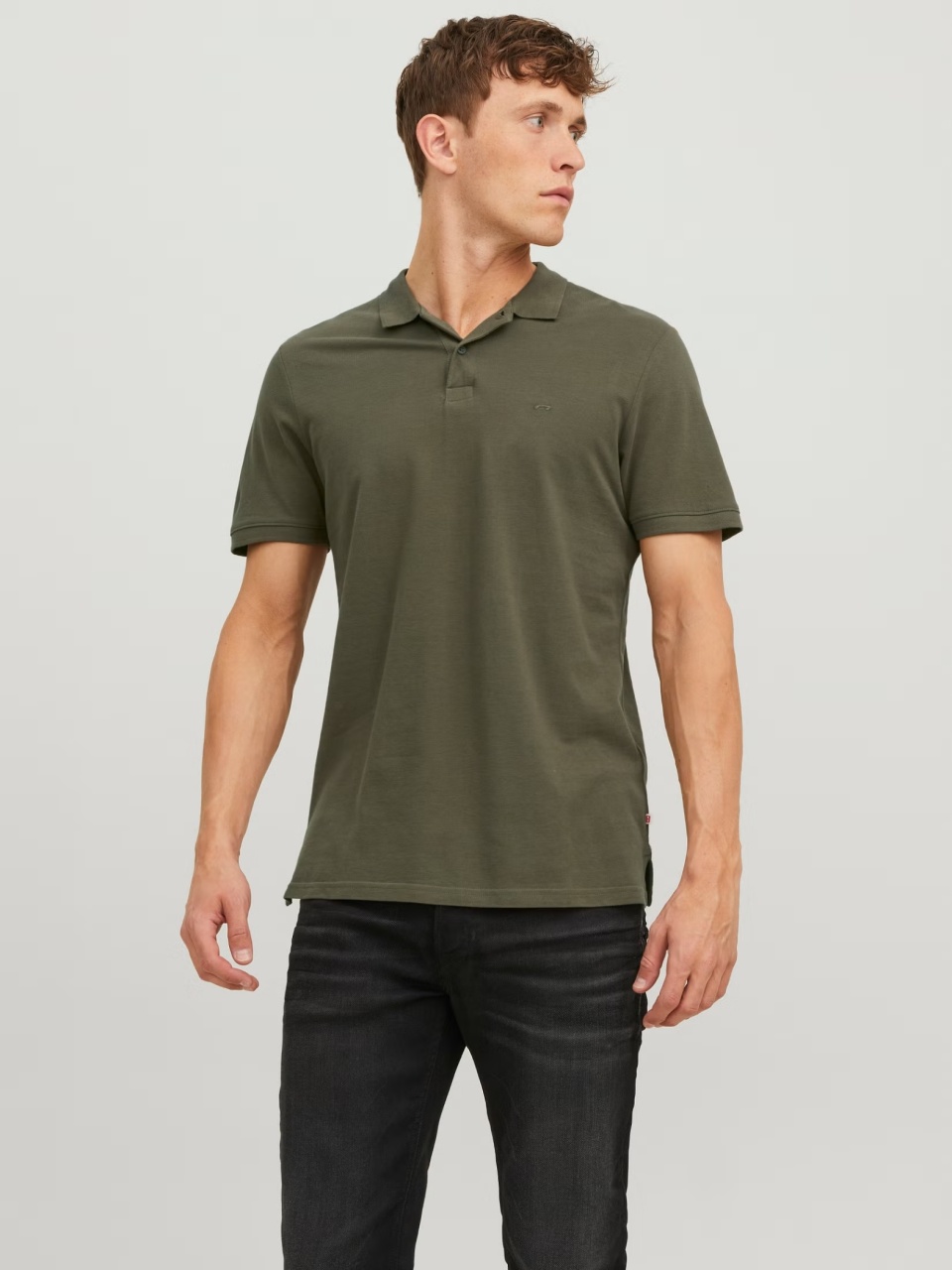 Jack & Jones Tricou polo Basic, Slim Fit, din bumbac, Olive (SELECTATI MARIMEA: 2XL)
