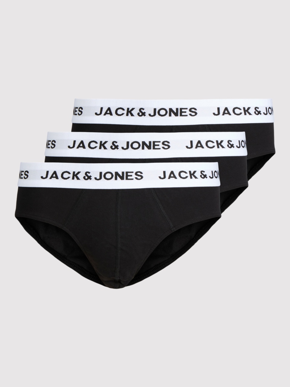 Jack & Jones Underwear barbati, Set 3 perechi de chiloti, banda cu logo, Negru (SELECTATI MARIMEA: M)