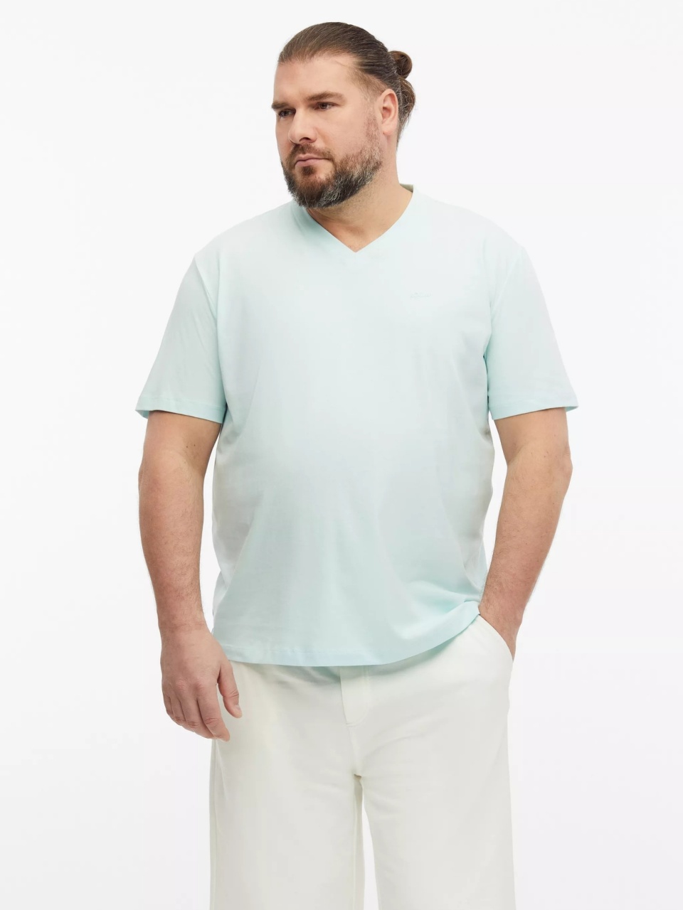 s.Oliver Big Sizes Tricou cu anchior, barbati big sizes, din bumbac, Regular fit, Turcoaz deschis (SELECTATI MARIMEA: 4XL)