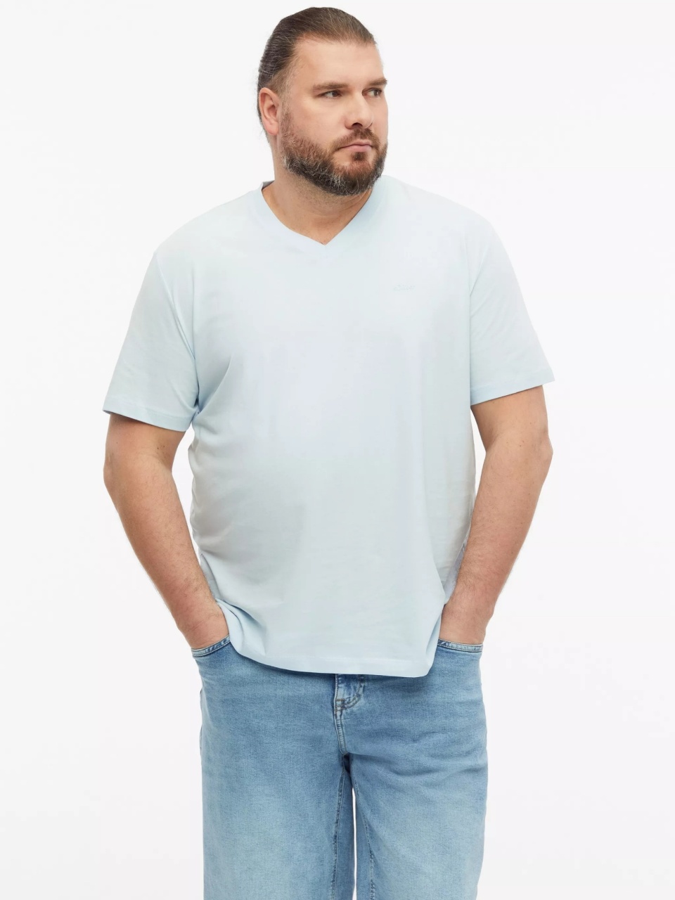 s.Oliver Big Sizes Tricou cu anchior, barbati big sizes, din bumbac, Regular fit, Albastru deschis (SELECTATI MARIMEA: 5XL)