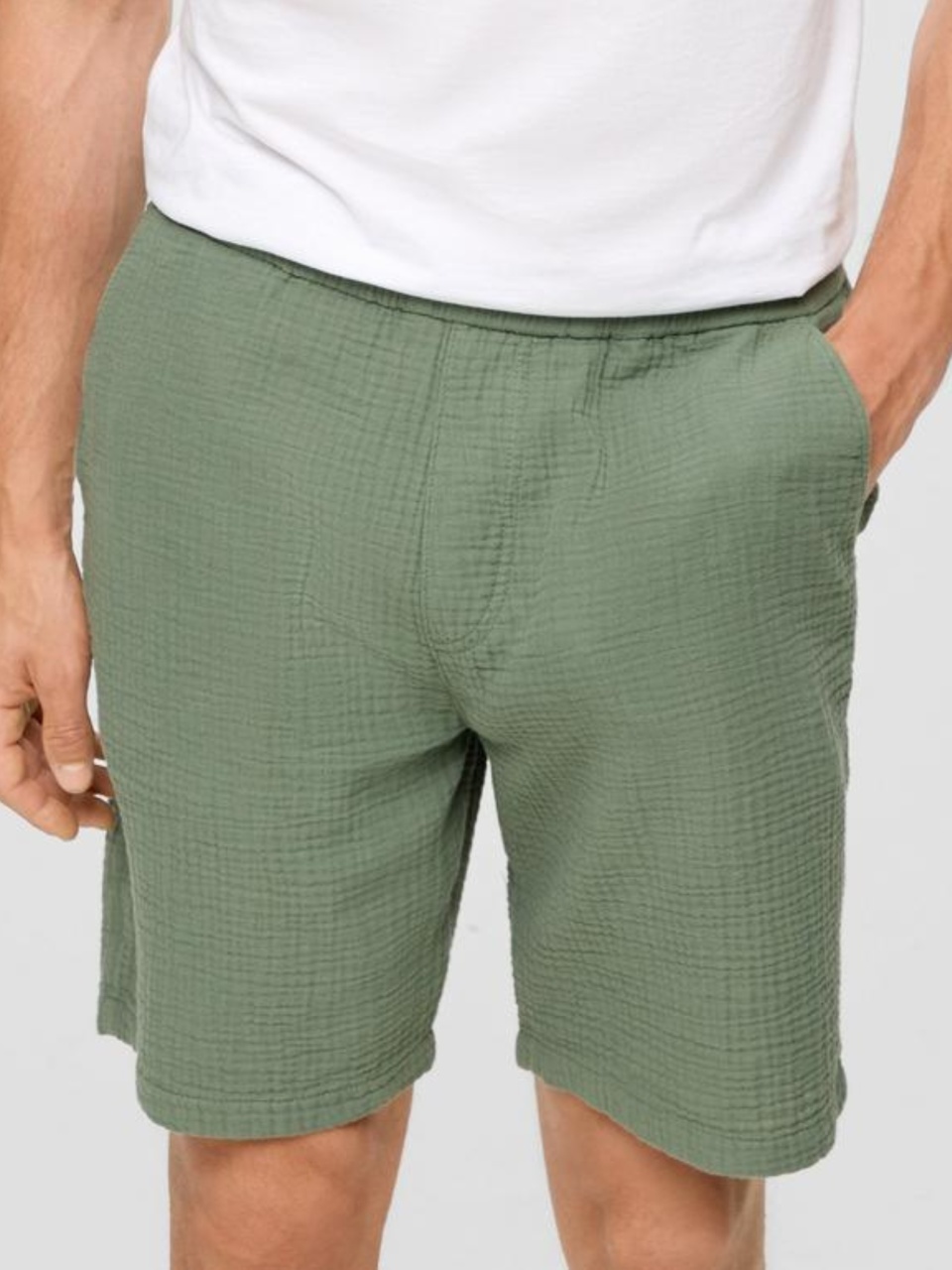s.Oliver Pantaloni scurti barbati, din bumbac, Regular fit, Verde (SELECTATI MARIMEA: L)