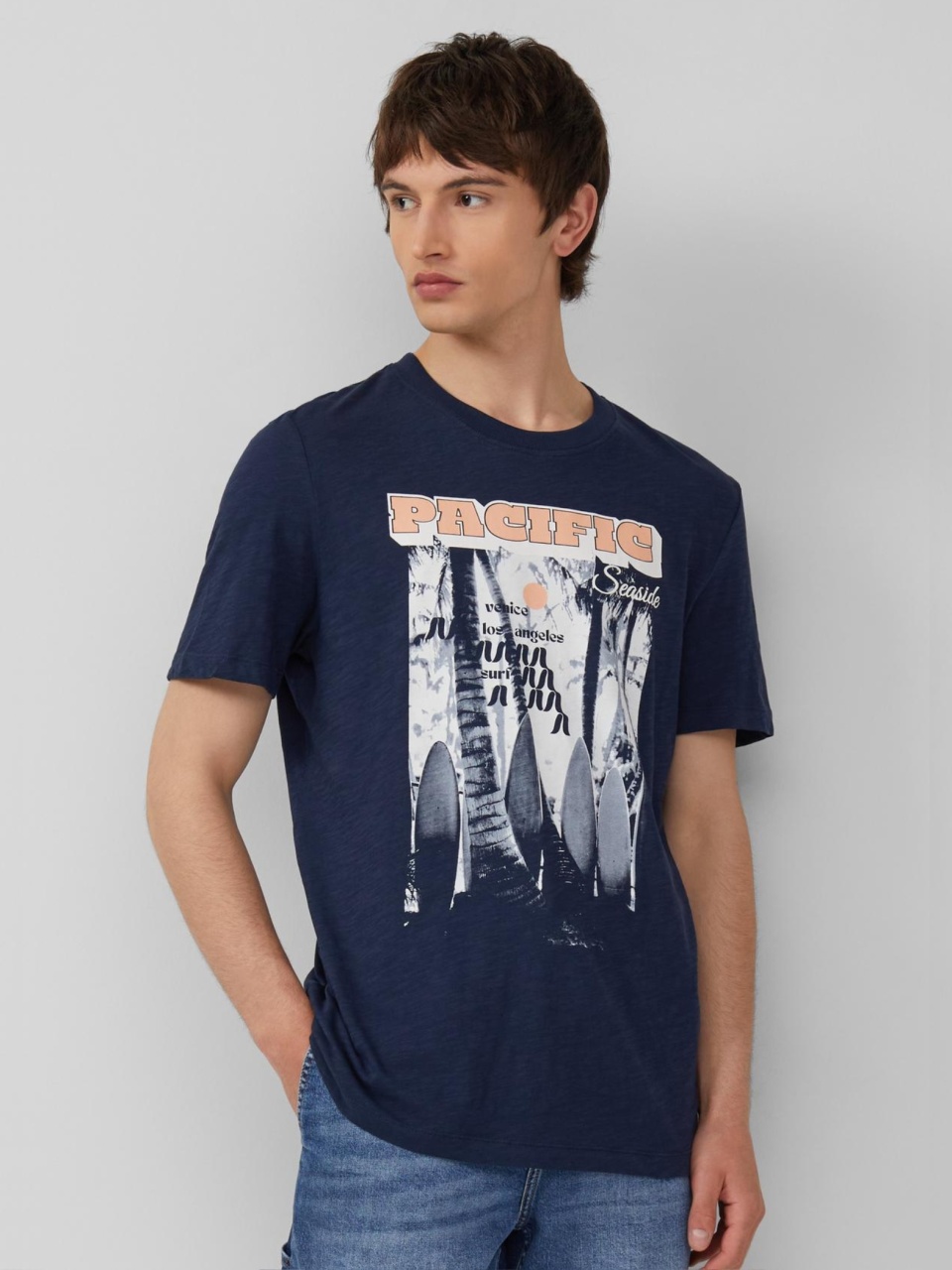 s.Oliver Tricou barbati cu decolteu la baza gatului, Regular Fit din bumbac, Bleumarin (SELECTATI MARIMEA: S)