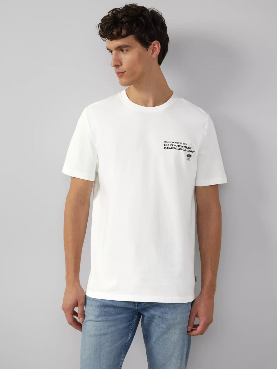 s.Oliver Tricou barbati la baza gatului, Regular fit, cu imprimeu Ford®, Alb (SELECTATI MARIMEA: 3XL)
