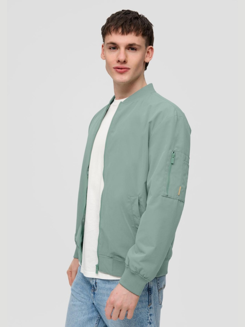 Jacheta barbati tip aviator cu buzunare oblice verde deschis (SELECTATI MARIMEA: L)