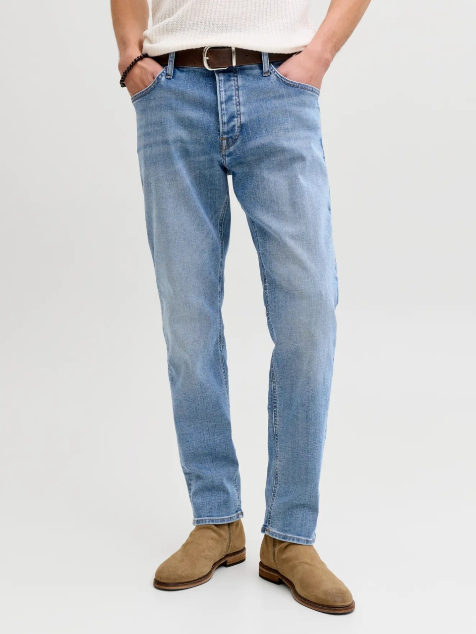 Jack & Jones Blugi barbati, Mike, cu talie medie si croiala Conica, Albastru (SELECTATI MARIMEA: 34, SELECTATI LUNGIMEA: 32)