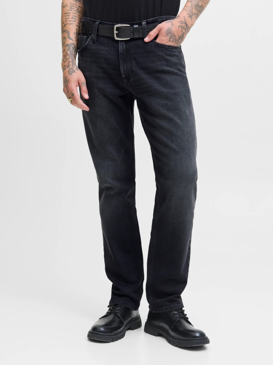 Jack & Jones Blugi JJICLARK JJORIGINAL, barbati cu talie medie si croiala Regular fit, Gri inchis (SELECTATI MARIMEA: 34, SELECTATI LUNGIMEA: 32)