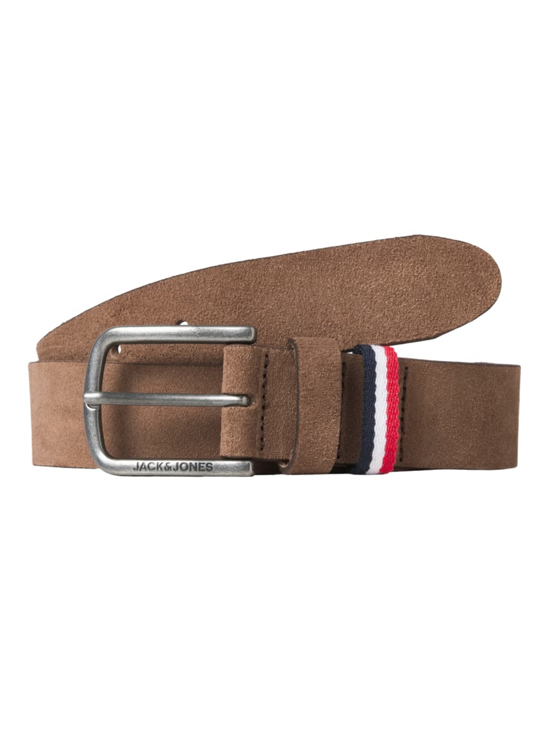 Jack & Jones Curea barbati, din piele intoarsa de vaca, catarama cu stift, Maro (SELECTATI MARIMEA: 90 cm)
