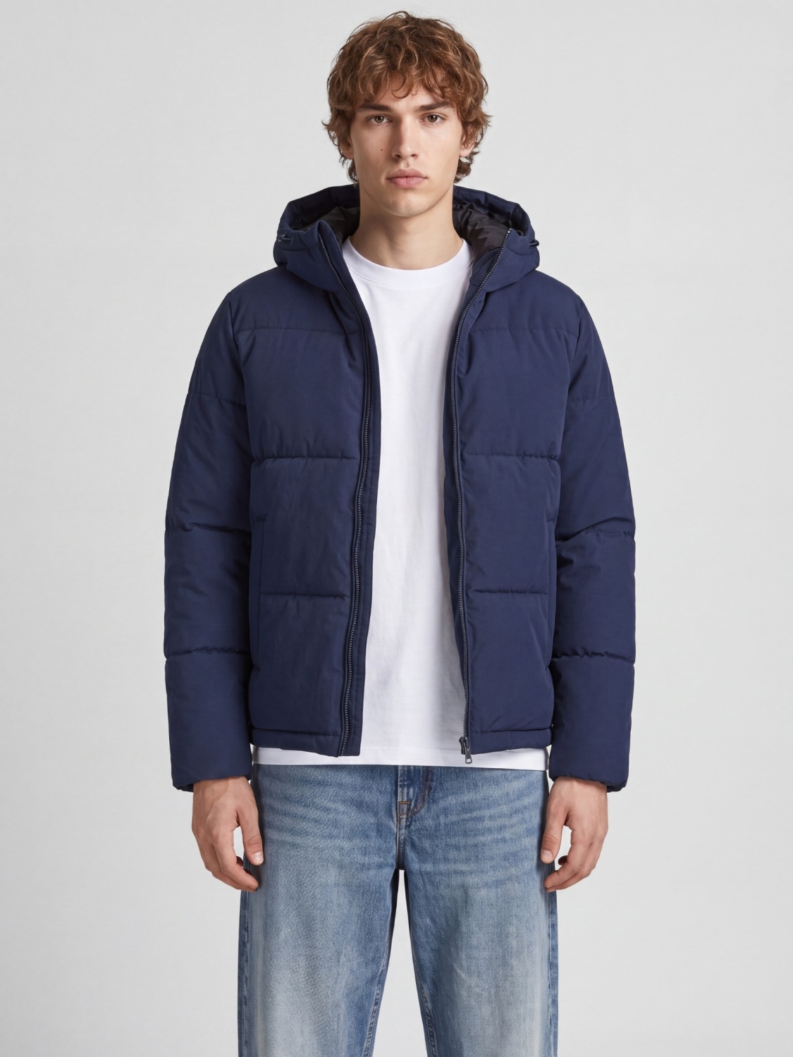 Jack & Jones Geaca barbati, cu gluga, Regular fit, JJGALAXY, Bleumarin inchis (SELECTATI MARIMEA: XL)