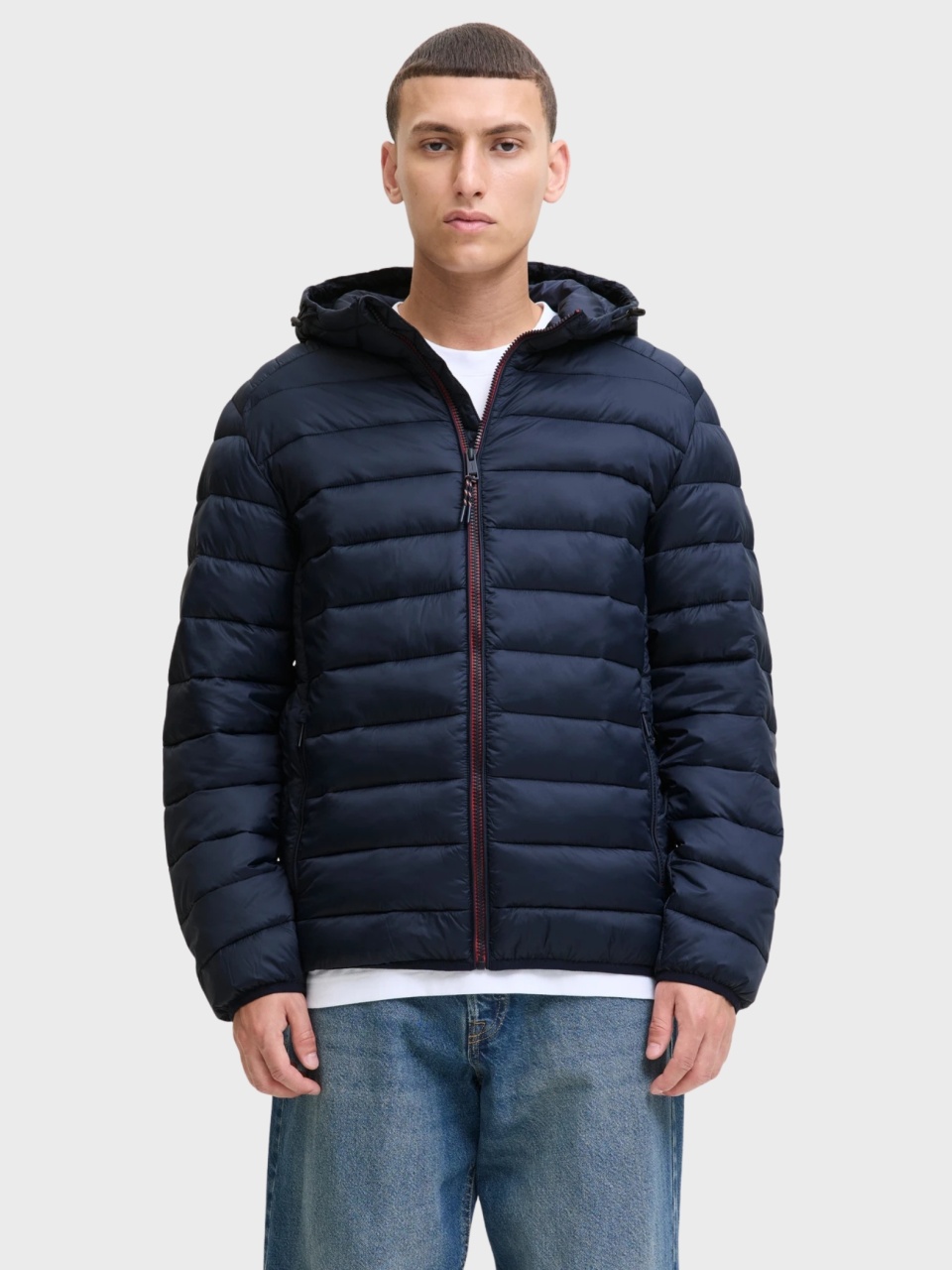 Jack & Jones Jacheta barbati cu gluga, Bradley 12280970, Regular fit, Bleumarin inchis (SELECTATI MARIMEA: 2XL)