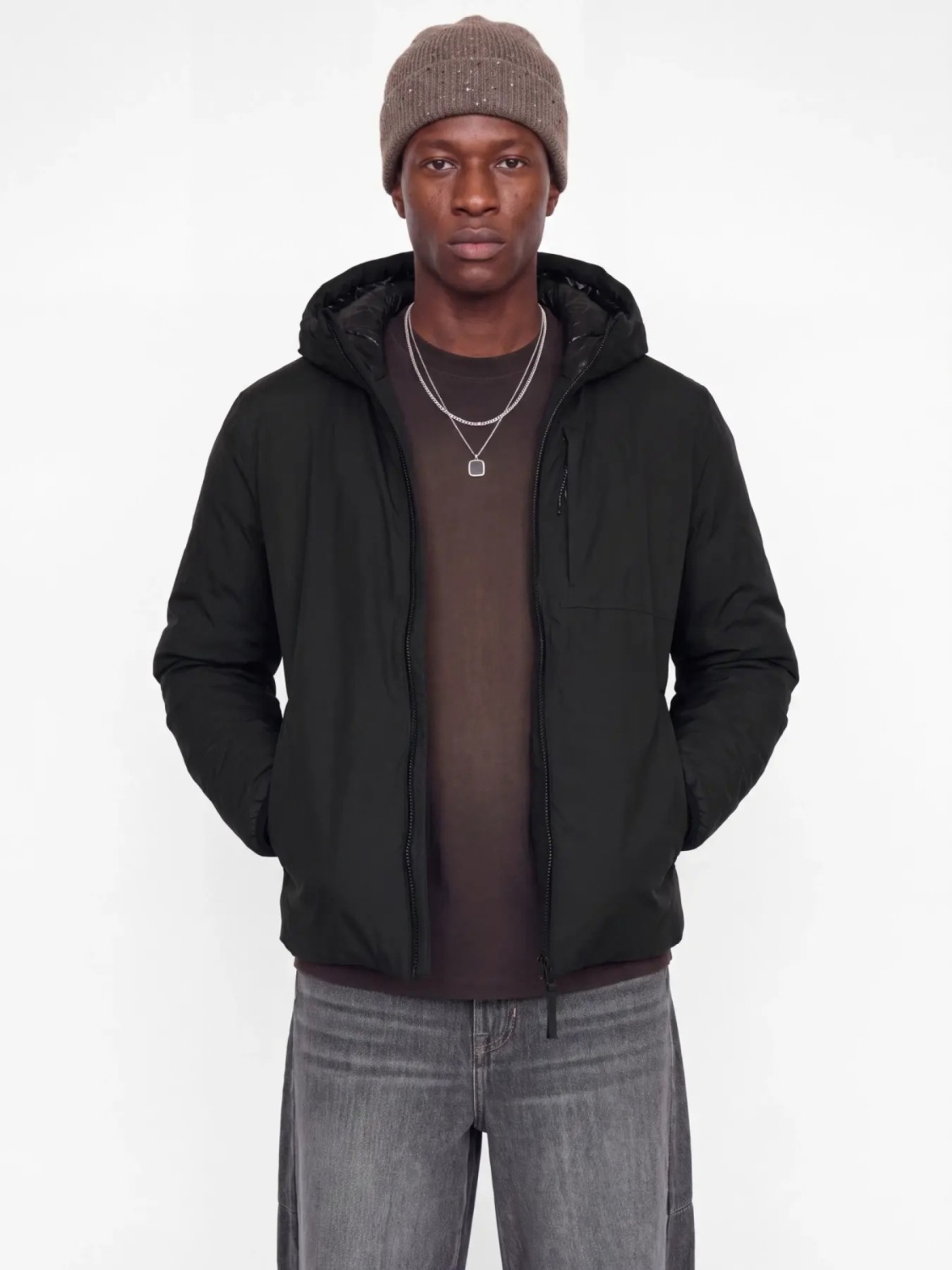Jack & Jones Jacheta barbati, Regular fit, cu gluga fixa reglabila cu snur, JCOCLUB, Negru (SELECTATI MARIMEA: M)