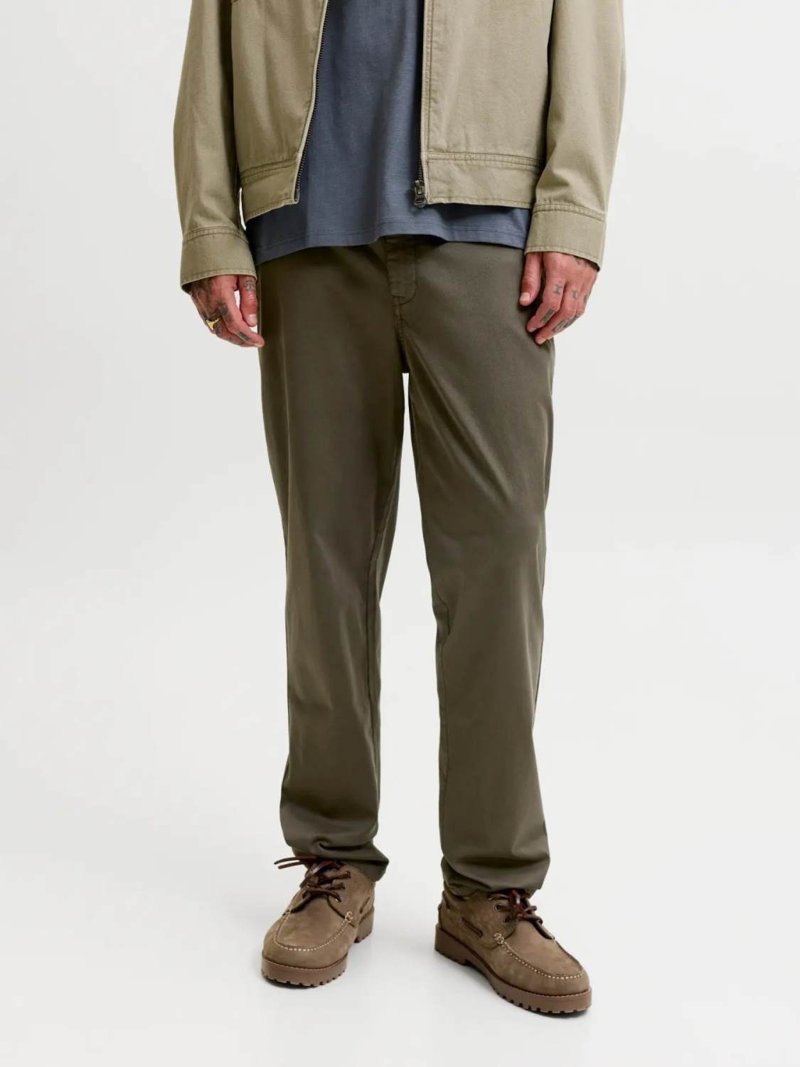 Jack & Jones, Pantaloni chino barbati, cu talie medie, Regular Fit, Jpstollie, Verde inchis (SELECTATI MARIMEA: 32, SELECTATI LUNGIMEA: 32)