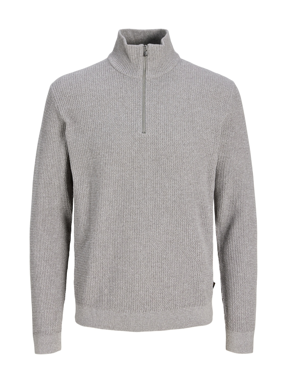 Jack & Jones Pulover barbati cu fermoar la baza gatului, din bumbac organic, JPRBLUSTANLEY, Gri (SELECTATI MARIMEA: L)