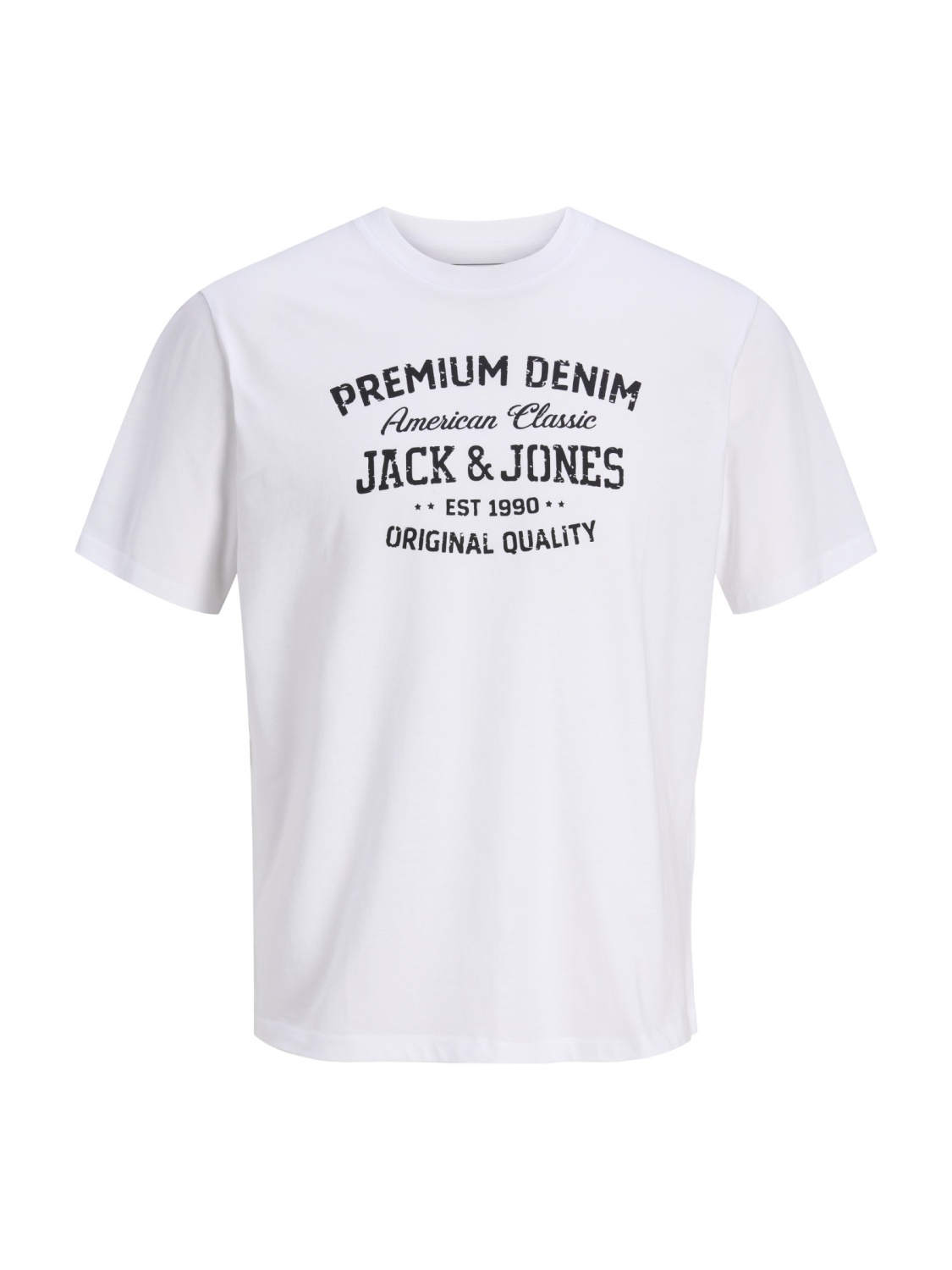 Jack & Jones Tricou baieti, la baza gatului, din bumbac, Regular fit, Alb