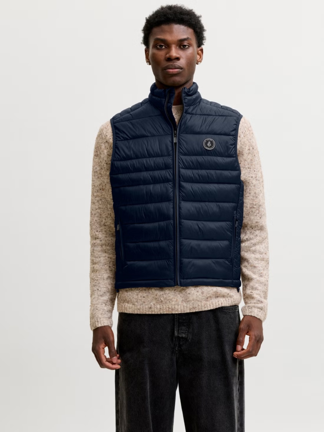 Jack & Jones Vesta barbati fara gluga cu guler inalt, Regular fit, JJEKINGSLEY, Bleumarin inchis (SELECTATI MARIMEA: S)