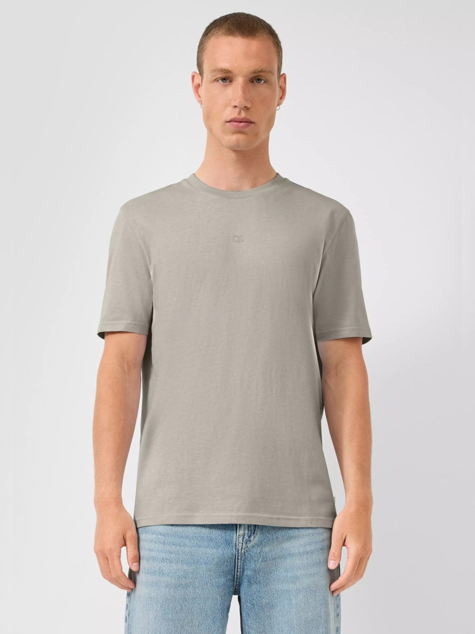 Q/S by s.Oliver Tricou cu maneca scurta, barbati, la baza gatului, croiala Regular Fit, Bej (SELECTATI MARIMEA: L)