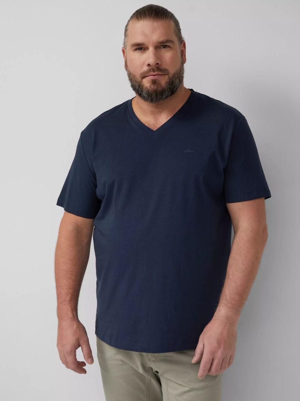 s.Oliver Big Sizes Tricou barbati big sizes, cu anchior, din bumbac, Bleumarin inchis (SELECTATI MARIMEA: 2XL)