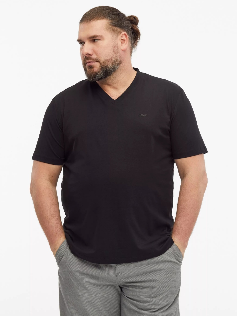 s.Oliver Big Sizes Tricou cu anchior, barbati big sizes, din bumbac, Regular fit, Negru (SELECTATI MARIMEA: 3XL)