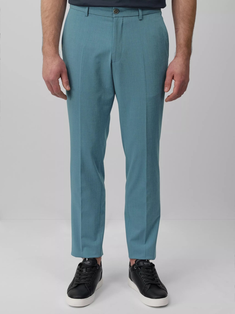 s.Oliver BLACK LABEL Pantaloni costum barbati, cu talie medie si croiala Slim fit, Turcoaz (SELECTATI MARIMEA: 48)