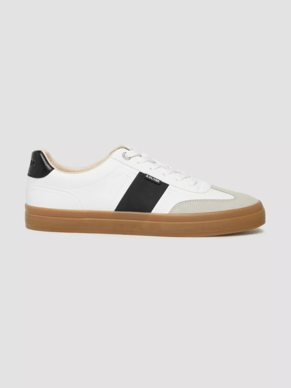 s.Oliver Sneakers barbati, cu detalii, in dungi, Alb (SELECTATI MARIMEA: 43)