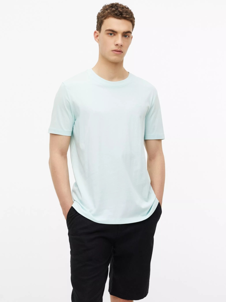 s.Oliver Tricou barbati, din bumbac, la baza gatului, Regular fit, Turcoaz deschis (SELECTATI MARIMEA: 2XL)