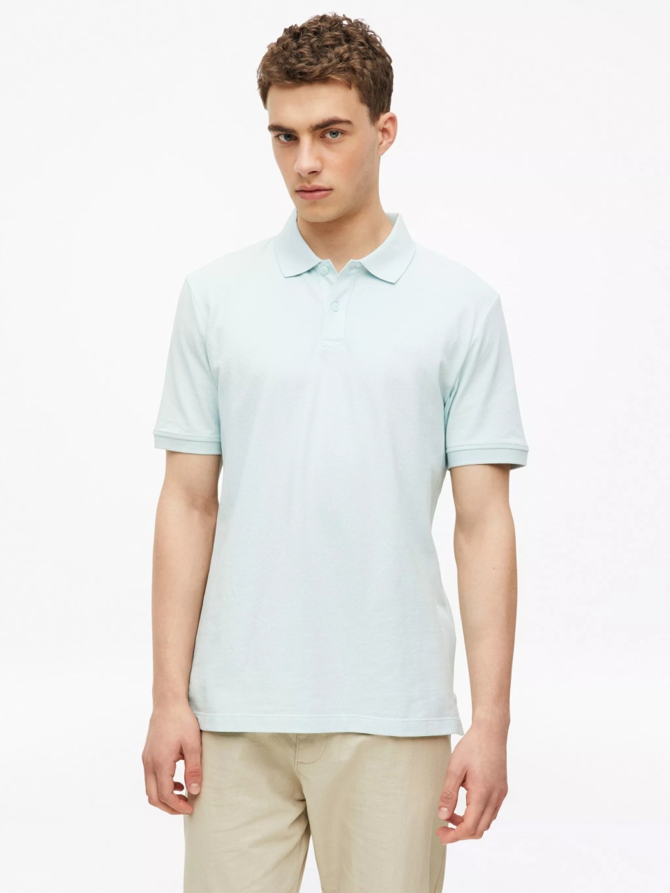 s.Oliver Tricou polo barbati din piqué de bumbac, Regular fit, Albastru deschis (SELECTATI MARIMEA: 3XL)