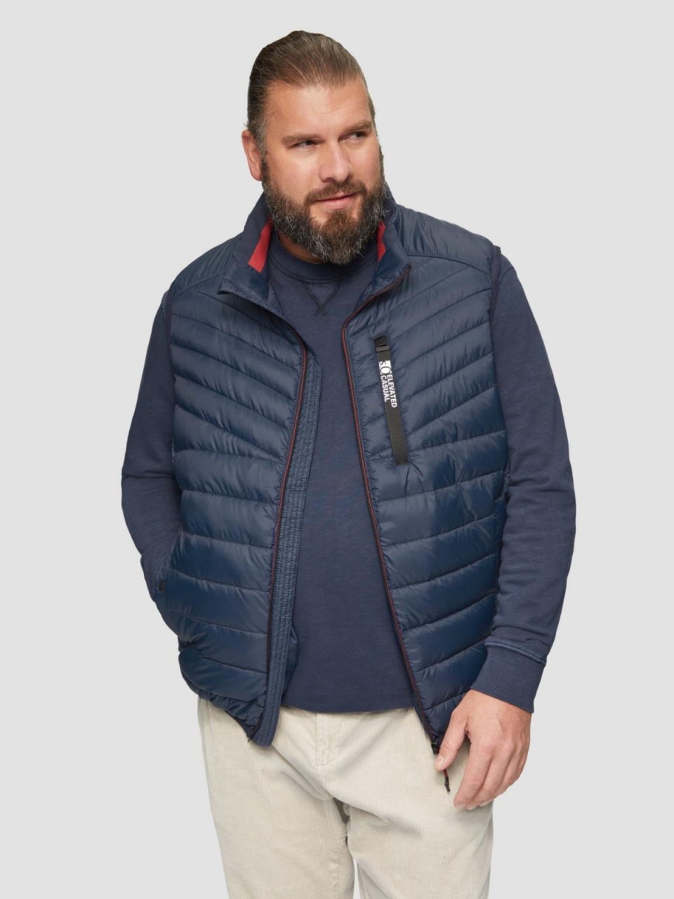 Vesta barbati big sizes cu buzunare oblice, logo, fara gluga, Bleumarin (SELECTATI MARIMEA: 2XL)