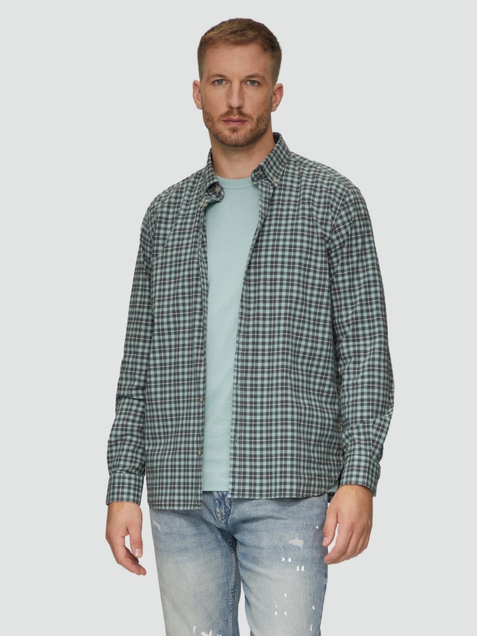 Cămașă bărbați cu imprimeu în carouri, croială Regular fit, Verde (SELECTATI MARIMEA: 2XL)