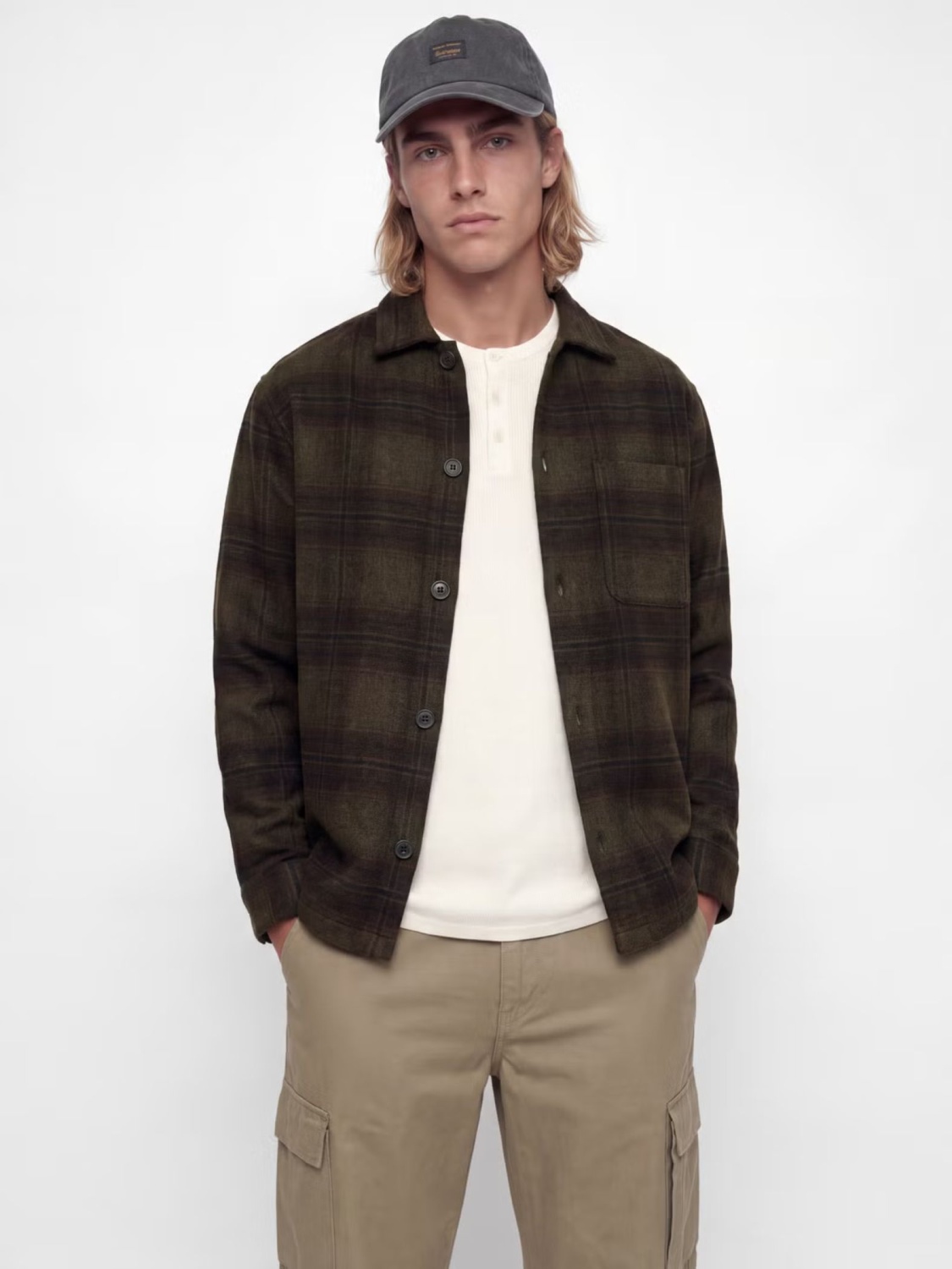 Jack & Jones Camasa in carouri, barbati, Relaxed fit, JJESOHO, Verde inchis (SELECTATI MARIMEA: M)