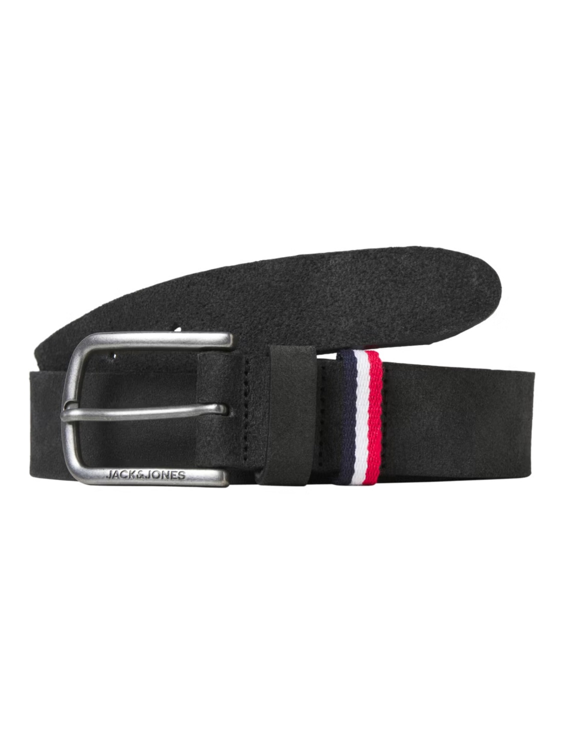 Jack & Jones Curea barbati, din piele intoarsa de vaca, catarama cu stift, Negru (SELECTATI MARIMEA: 85 cm)