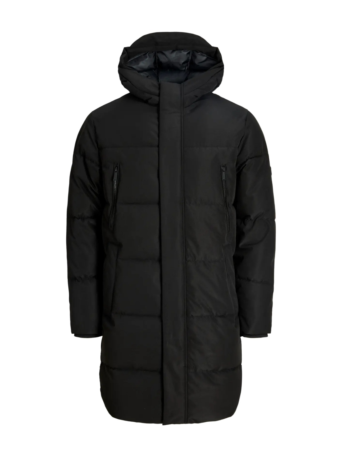 Jack & Jones Geaca lunga barbati, PUFFER, cu gluga, Regular fit, JJEBECKS, Negru (SELECTATI MARIMEA: 2XL)