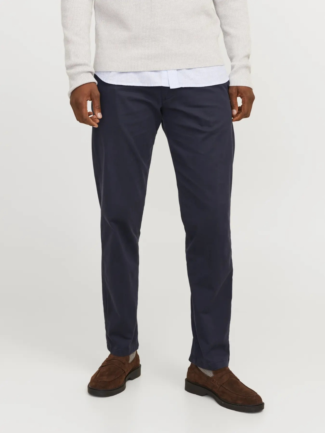 Jack & Jones, Pantaloni chino barbati, cu talie medie, Relaxed Fit, JPSTKANE BARRET, Bleumarin inchis (SELECTATI MARIMEA: 30, SELECTATI LUNGIMEA: 32)