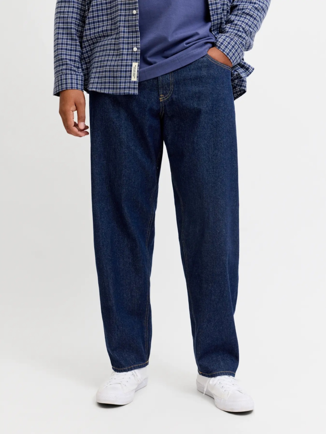 Jack & Jones Plus Blugi CHRIS barbati big sizes, cu talie inalta si croiala Relaxed fit, Indigo (SELECTATI MARIMEA: 42, SELECTATI LUNGIMEA: 32)