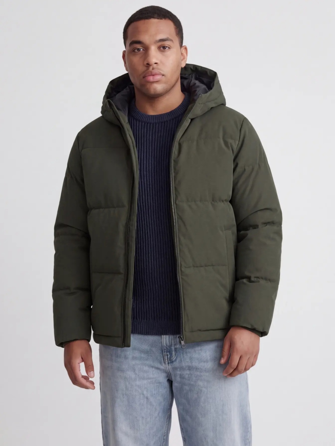 Jack & Jones Plus Geaca barbati big sizes, cu gluga, Regular fit, JJGALAXY, Verde inchis (SELECTATI MARIMEA: 3XL)