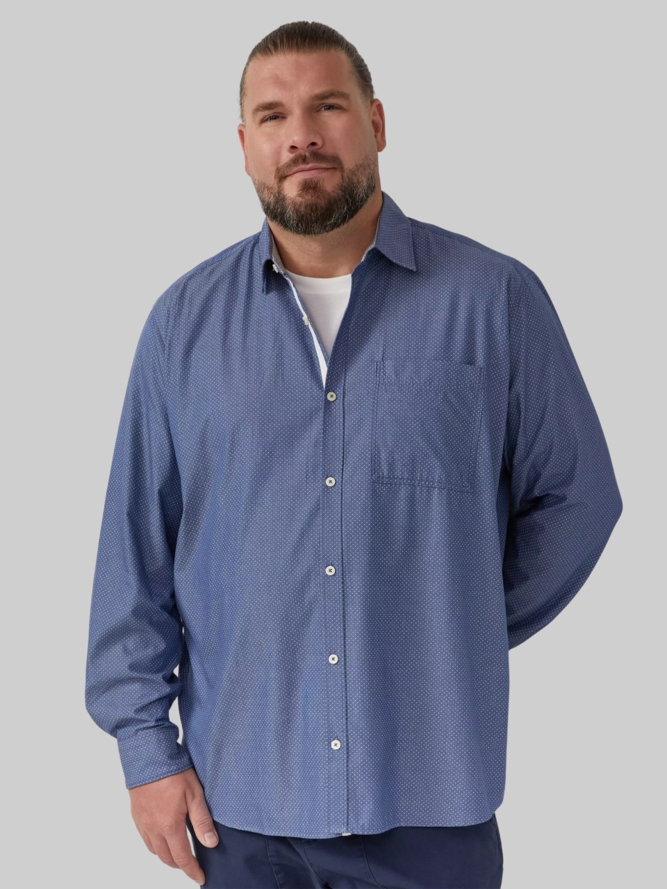 s.Oliver Big Sizes Camasa barbati big sizes, cu imprimeu cu buline si croiala Regular fit, Albastru inchis (SELECTATI MARIMEA: 4XL)
