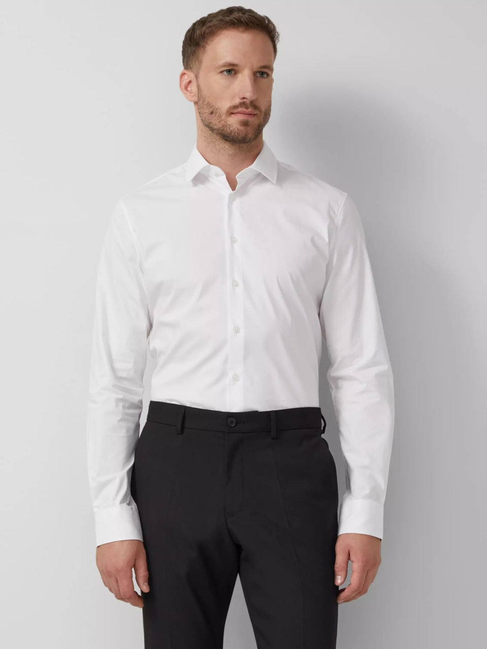s.Oliver BLACK LABEL, Camasa barbati din amestec de bumbac, cu croiala Tailored fit, Alb (SELECTATI MARIMEA: 40)