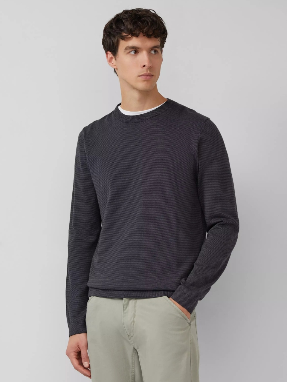 s.Oliver Pulover barbati cu decolteu la baza gatului, croiala Regular fit, Gri inchis (SELECTATI MARIMEA: 3XL)