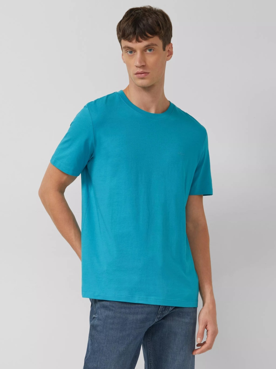 s.Oliver Tricou barbati din bumbac, Regular fit, Turcoaz (SELECTATI MARIMEA: 3XL)