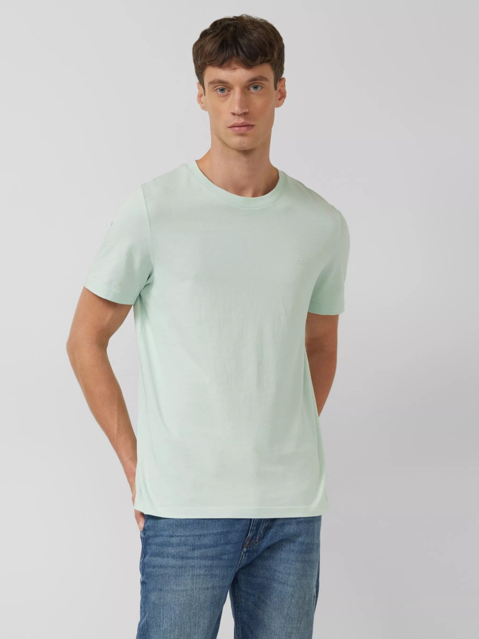 s.Oliver Tricou barbati din bumbac, Regular fit, Verde deschis (SELECTATI MARIMEA: 2XL)