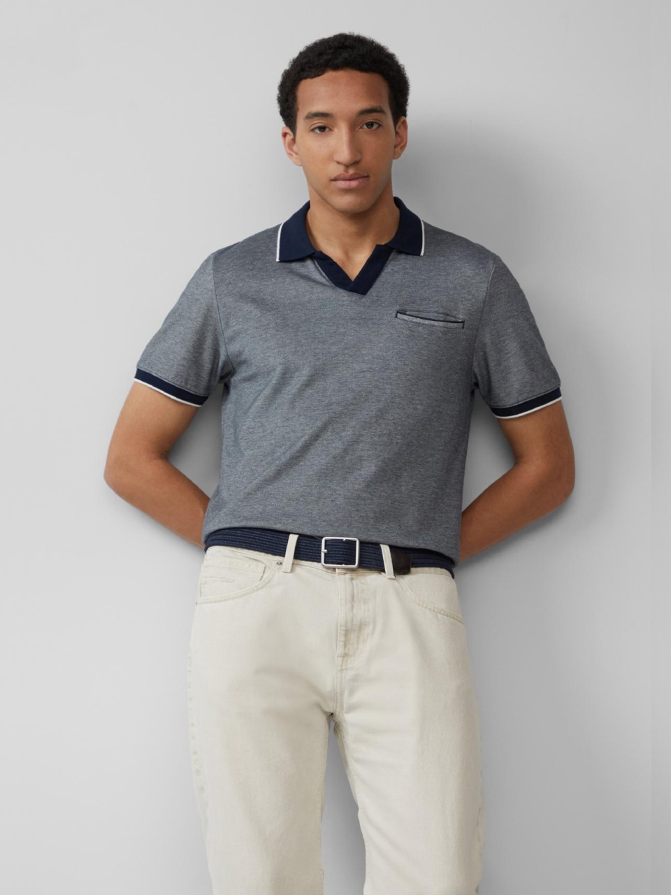 s.Oliver Tricou polo barbati bicolor cu buzunar la piept, Regular Fit, Bleumarin (SELECTATI MARIMEA: 2XL)