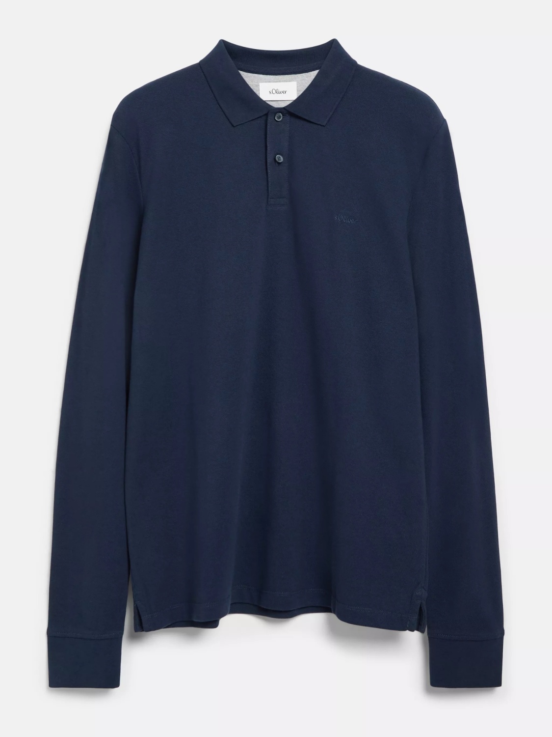 s.Oliver Tricou polo barbati cu maneca lunga, din bumbac piqué, Regular fit, Bleumarin inchis (SELECTATI MARIMEA: L)
