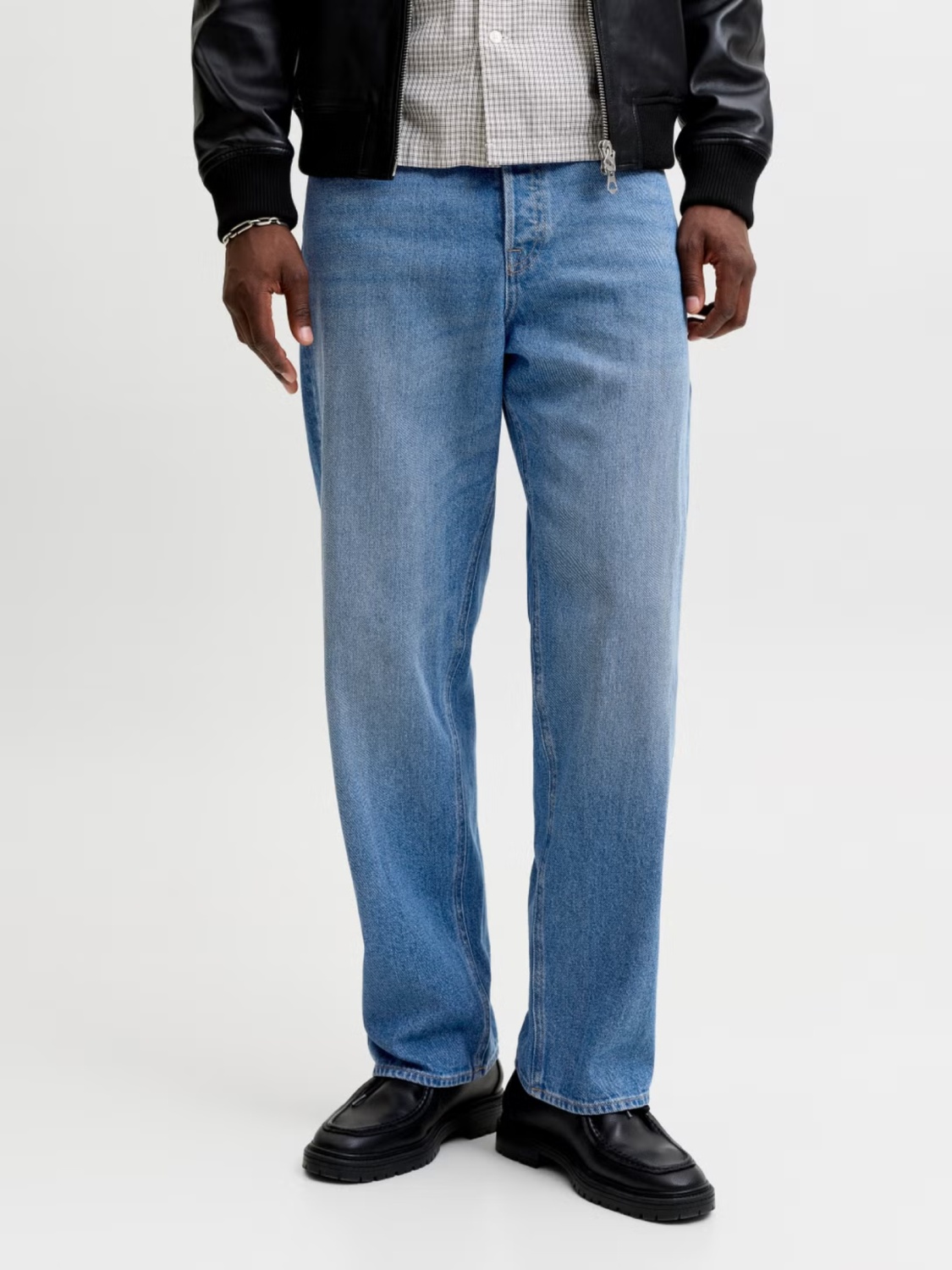 Jack & Jones Blugi barbati ALEX, cu talie inalta si croiala Baggy fit, Albastru (SELECTATI MARIMEA: 36, SELECTATI LUNGIMEA: 36)