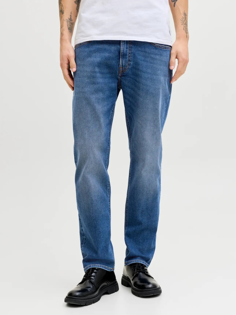 Jack & Jones Blugi barbati CLARK, cu talie medie si croiala Regular fit, Albastru (SELECTATI MARIMEA: 36, SELECTATI LUNGIMEA: 32)