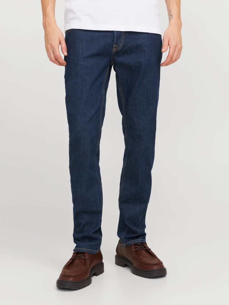 Jack & Jones Blugi barbati GLENN, talie joasa, croiala Slim fit, Albastru inchis (SELECTATI MARIMEA: 31, SELECTATI LUNGIMEA: 34)
