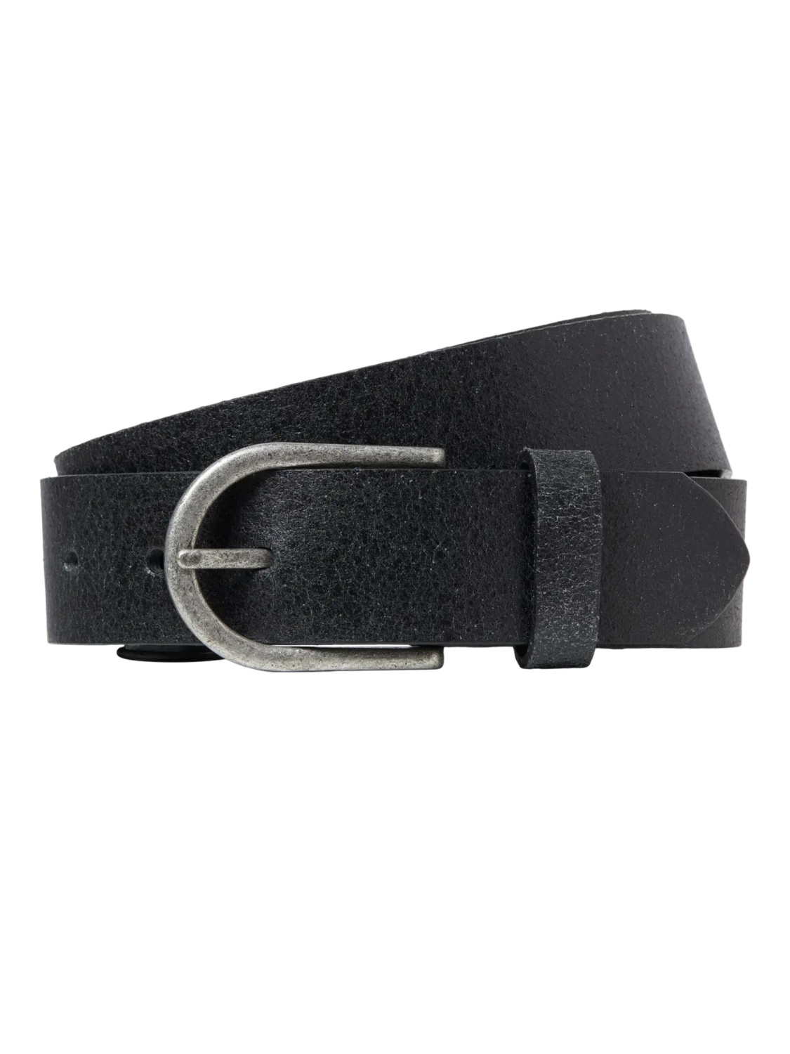 Jack & Jones Curea barbati, din piele naturala de vaca, catarama cu stift, Negru (SELECTATI MARIMEA: 120)